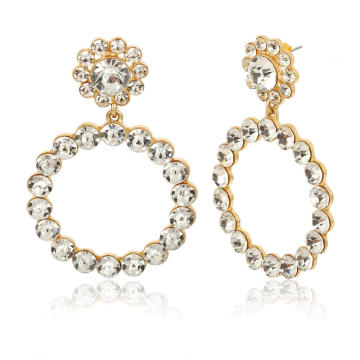 yiwu futian market newest big circle full diamonds crystal baroque earring accessories women jewelry